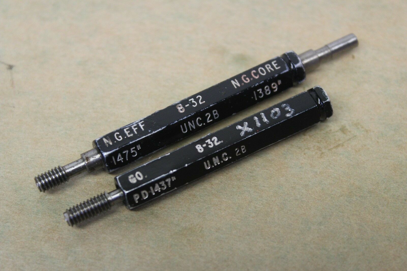 Horstmann No. 8 x 32 UNC 2B GO NOGO & Core Screw Thread Plug Gauges ME1055