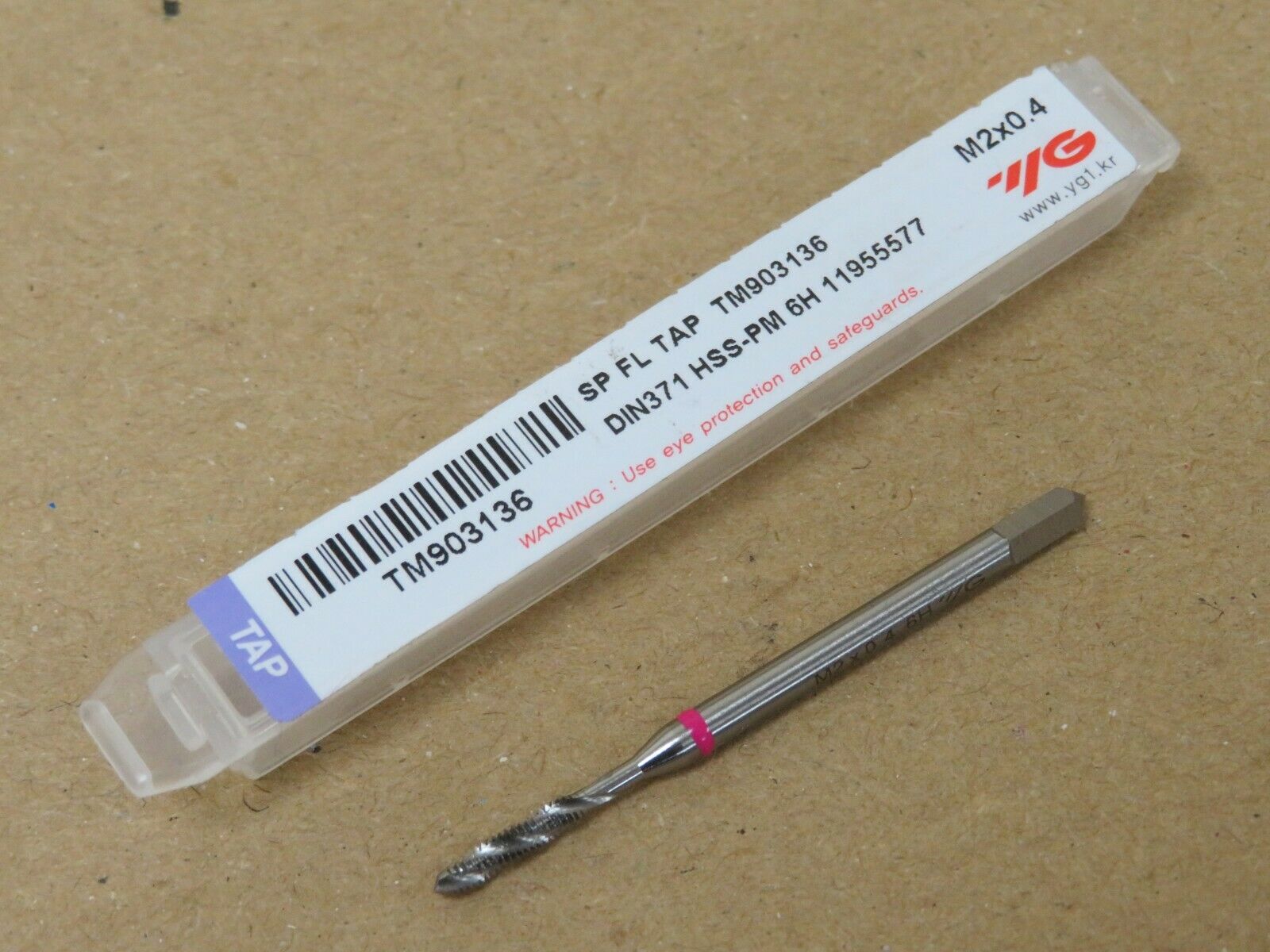 YG1 M2 x 0.4 Metric Coarse Spiral Flute Machine Taps for Titanium TM903 Series